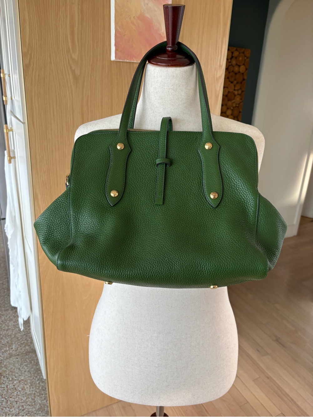 Annabel Ingall Forest Green Pebbled Leather Shoulder Bag